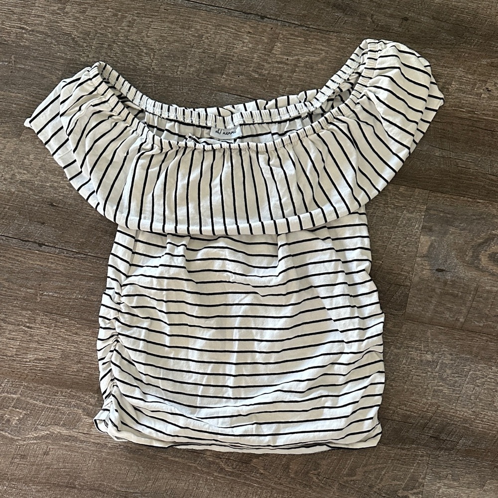 Oh! Mamma Off-Shoulder Striped Blouse